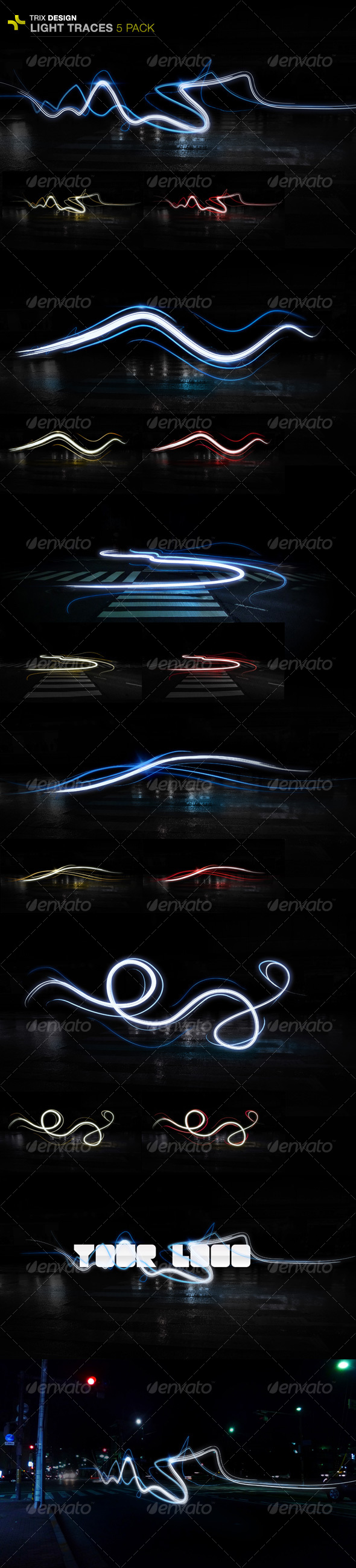 Light Trails - 5 Pack - Backgrounds Graphics