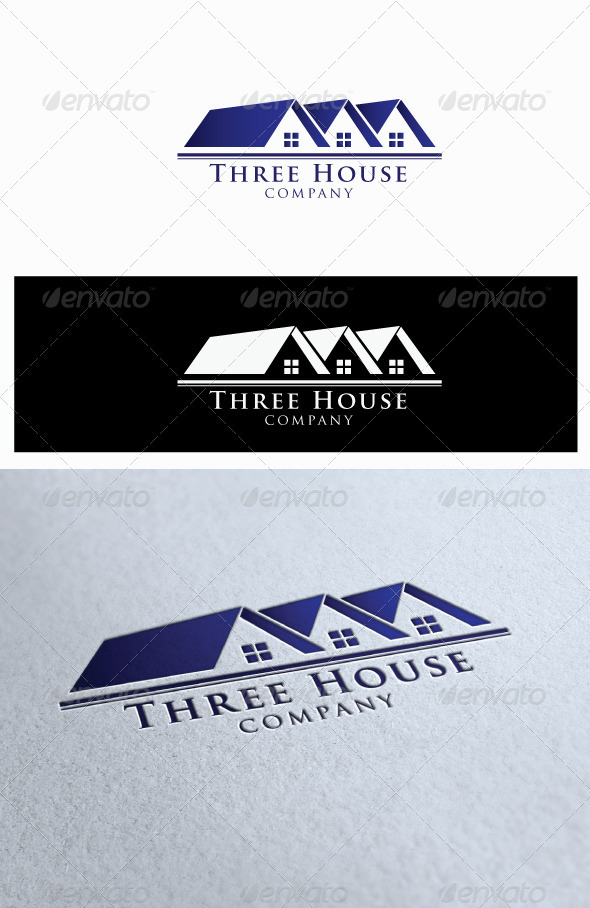 Logo Three House Company - Buildings Logo Templates