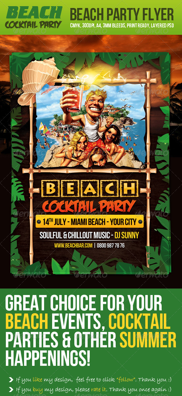 GraphicRiver Beach Cocktail Party Flyer 2388477 GraphicRiver Beach Cocktail Party Flyer 2388477