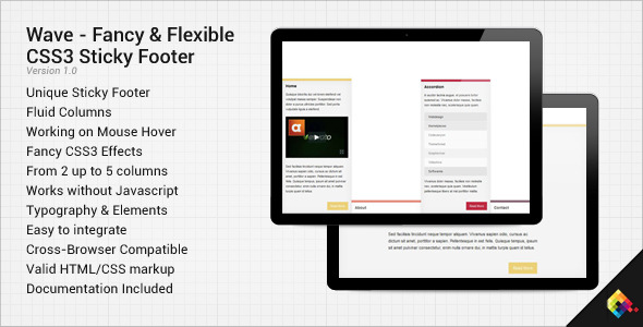 Wave - Fancy CSS3 Flexible Sticky Footer - CodeCanyon Item for Sale