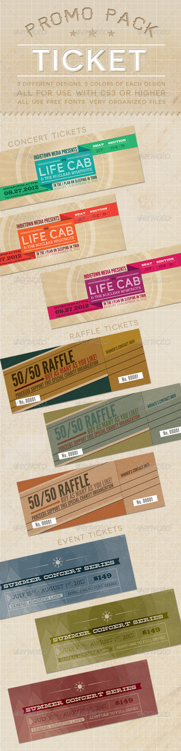 Ticket Promo Pack - Miscellaneous Print Templates