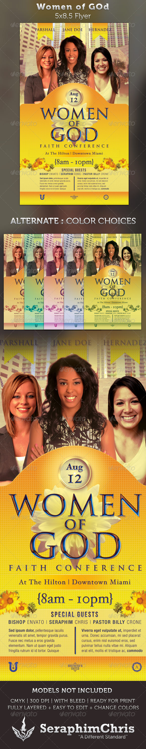 Women of God Faith Conference 5x8.5 Flyer Template - Church Flyers