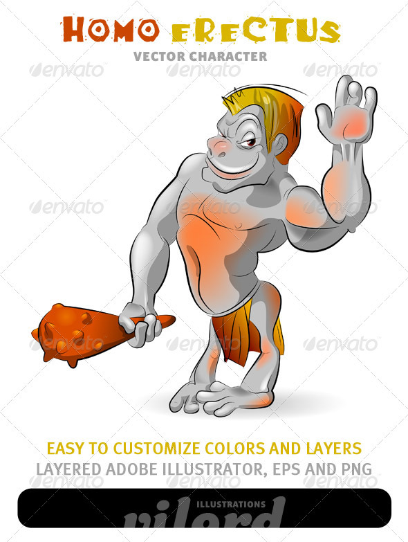Homo Erectus Mascot - People Characters