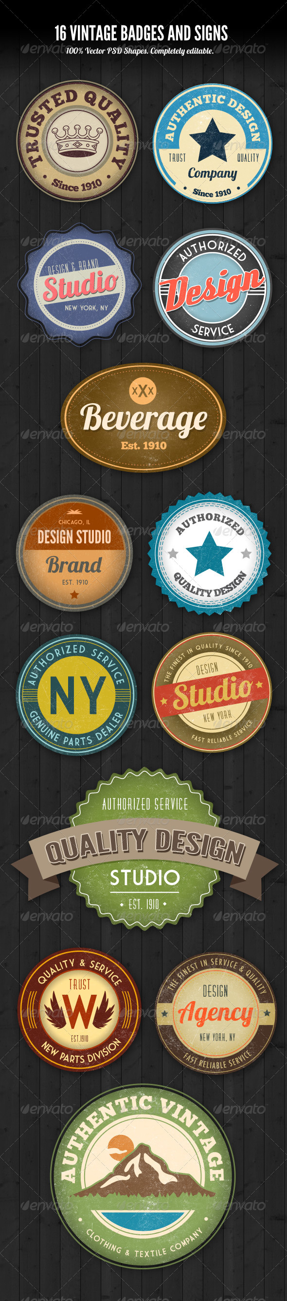 GraphicRiver PSD Vintage Style Badges and Logos 2409331 GraphicRiver PSD Vintage Style Badges and Logos 2409331