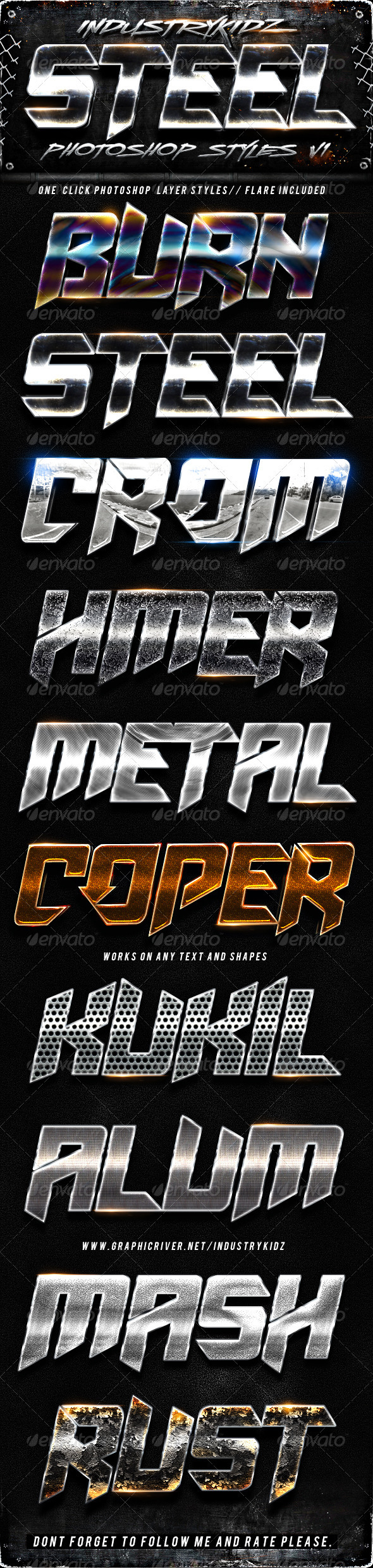 Steel Photoshop Layers Styles V1 - Styles Photoshop