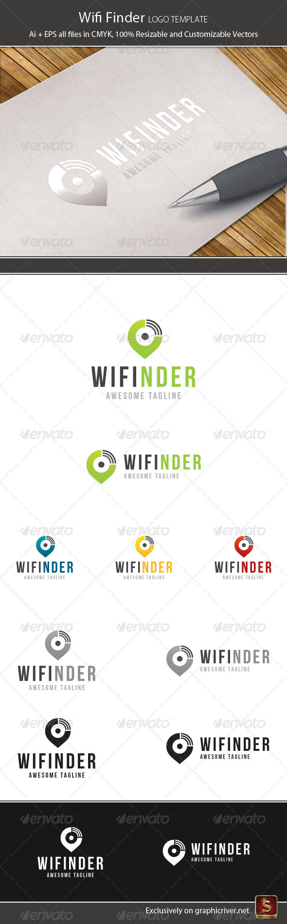 Wifi Finder Logo Template - Vector Abstract