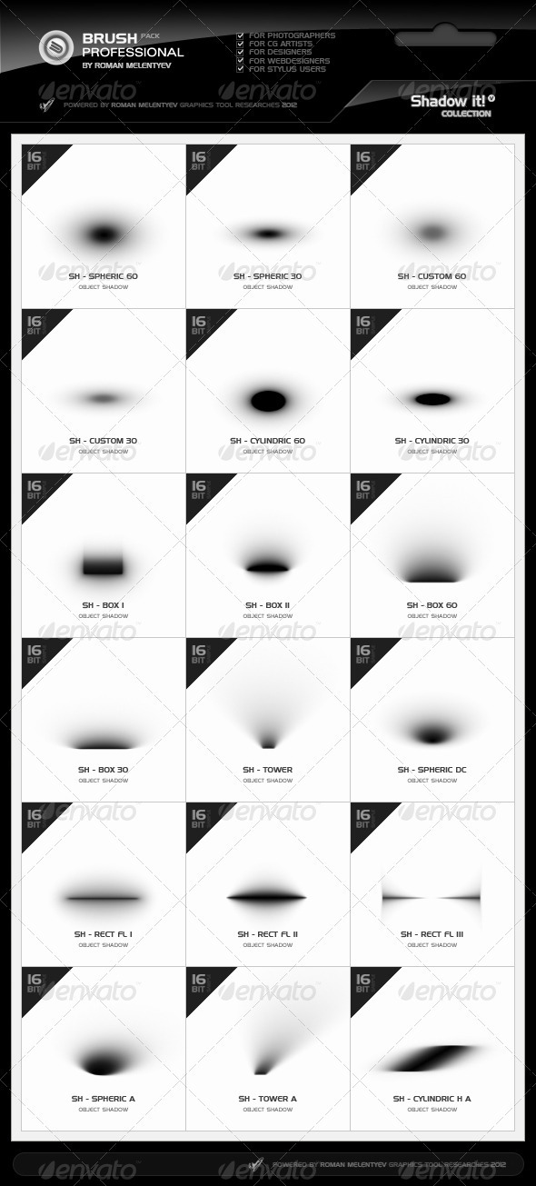 Brush Pack Professional volume 3 - Shadow It! - Flourishes Brushes