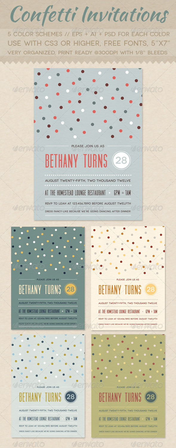 GraphicRiver Confetti Invitations 2447982 GraphicRiver Confetti Invitations 2447982