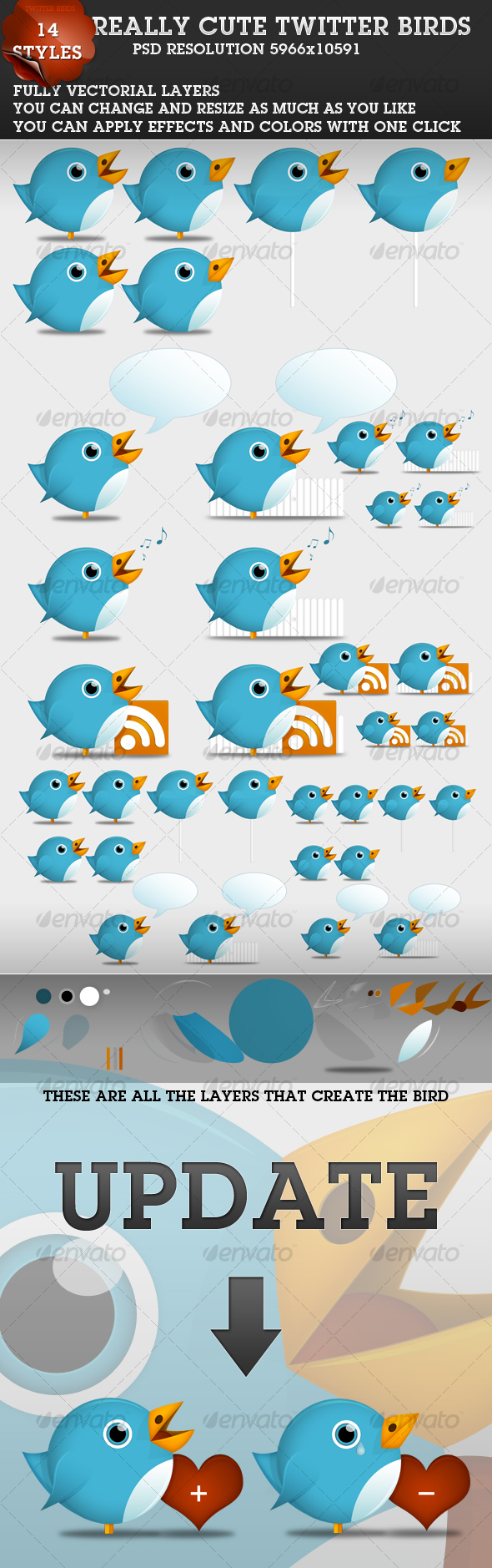 Cute Twitter Birds 1.1 - Characters Illustrations