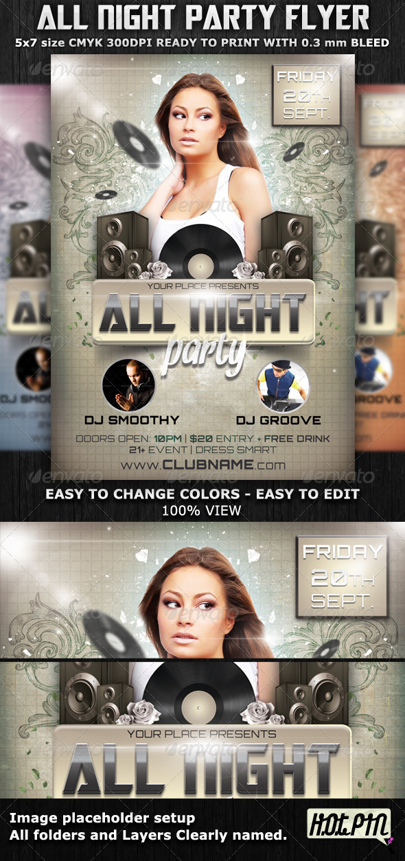 All Night Party Flyer Template - Clubs & Parties Events
