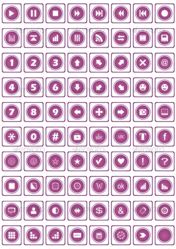 80 violet simple buttons - Decorative Symbols Decorative