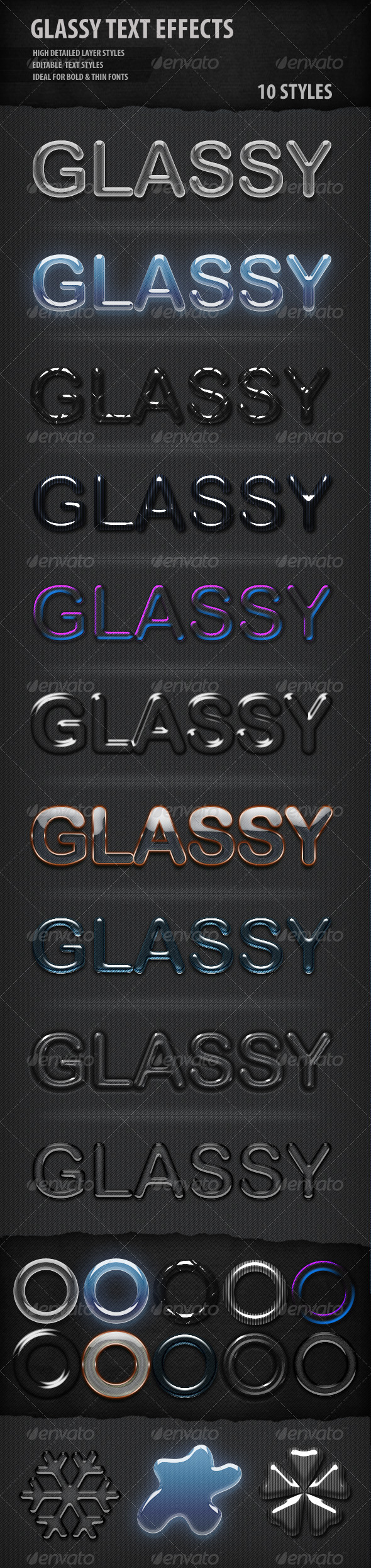 Glassy Text Styles - Text Effects Actions