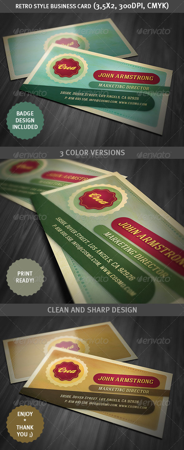 Retro Style Business Card Template - Business Cards Print Templates