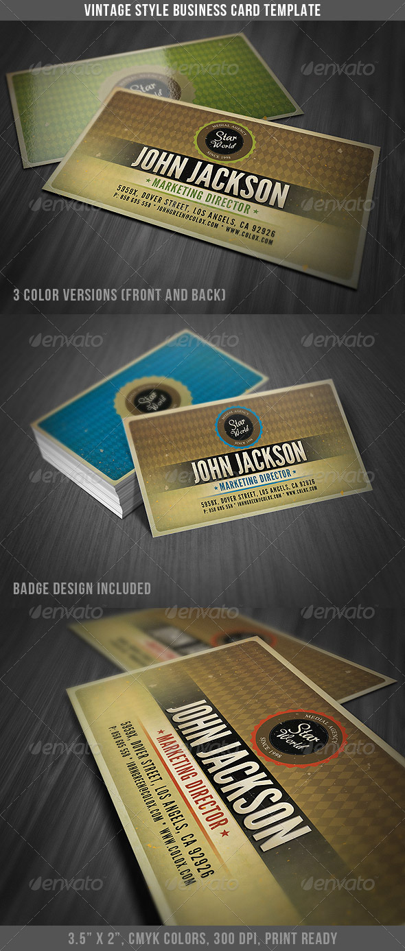 Vintage Style Business Card Template - Business Cards Print Templates