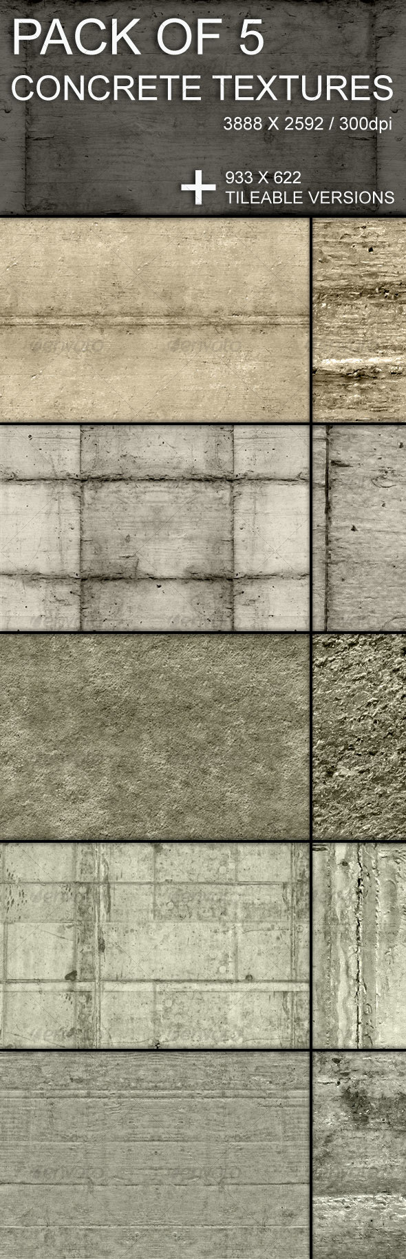 GraphicRiver Tileable Concrete Textures Set 91310 GraphicRiver Tileable Concrete Textures Set 91310