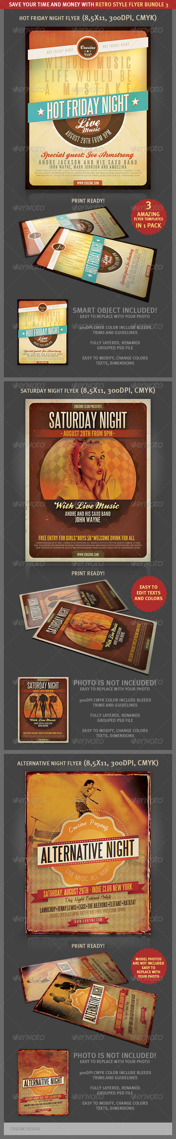 GraphicRiver Retro Style Flyer Bundle 3 2504489 GraphicRiver Retro Style Flyer Bundle 3 2504489