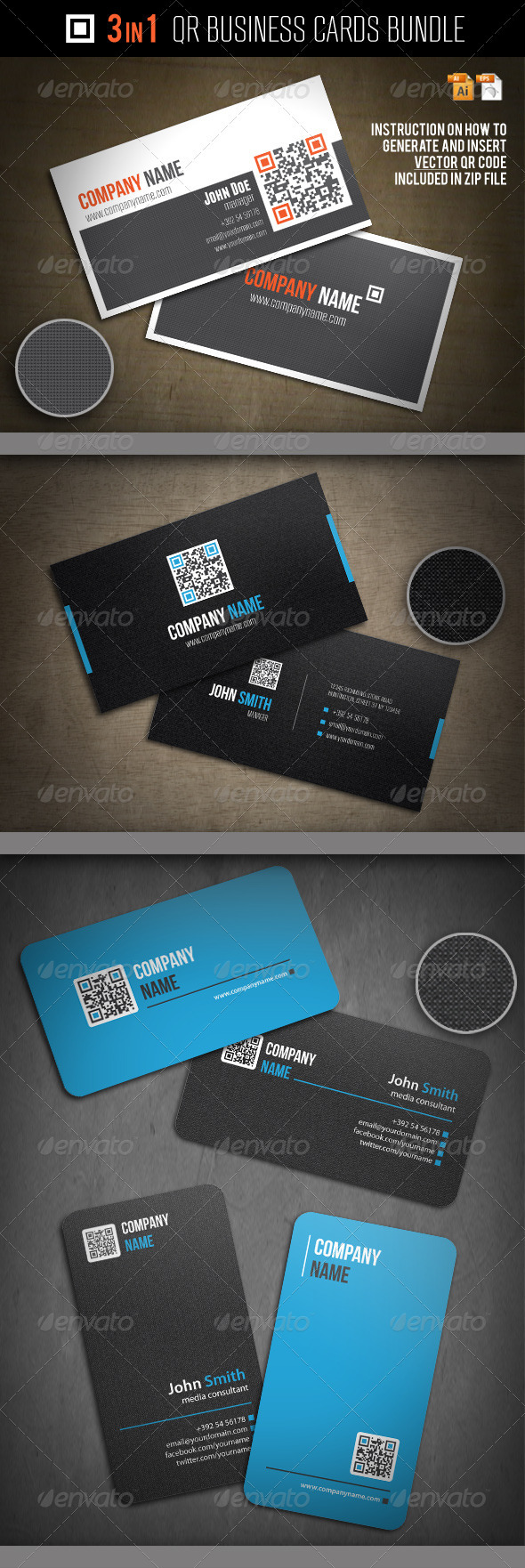 GraphicRiver 3-In-1 QR Business Cards Bundle 2506154 GraphicRiver 3-In-1 QR Business Cards Bundle 2506154