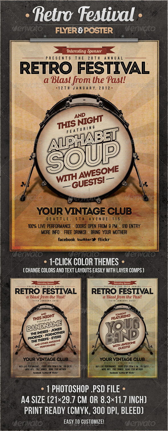 GraphicRiver Retro Festival Flyer & Poster 2510833 GraphicRiver Retro Festival Flyer & Poster 2510833