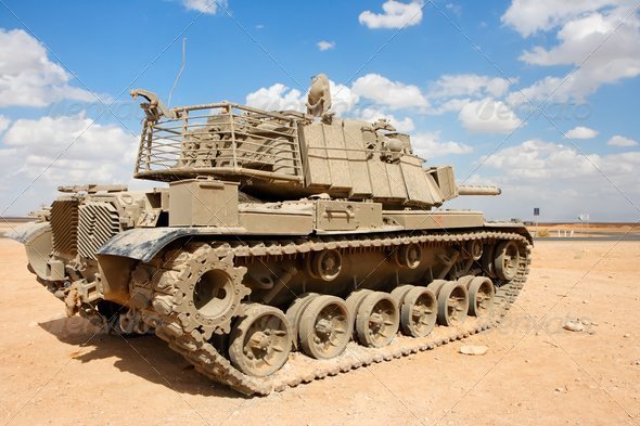 Old Israeli Magach tank near the military base in the desert - Stock Photo - Images