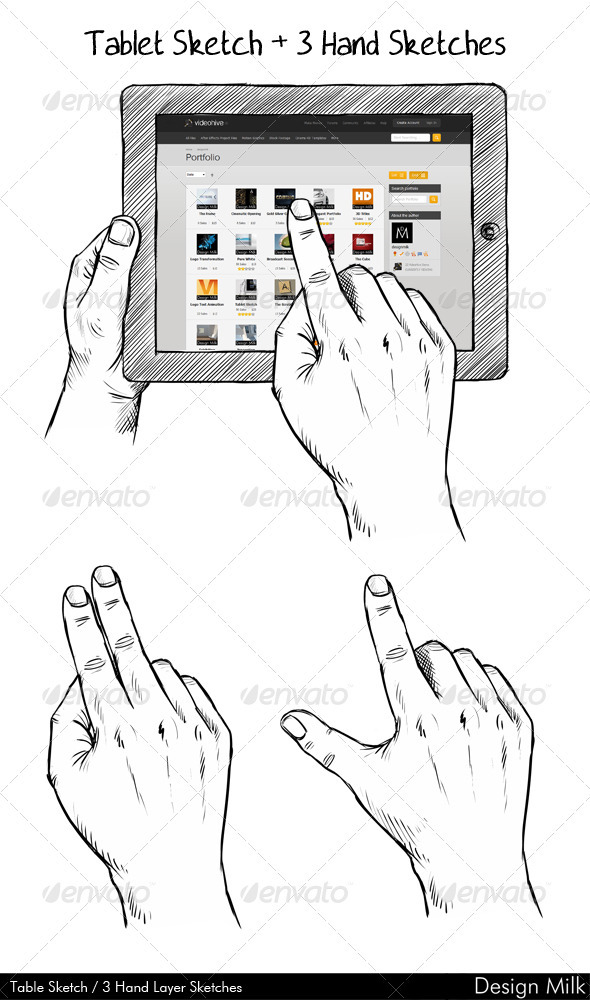 Tablet Hands Sketch - Mobile Displays