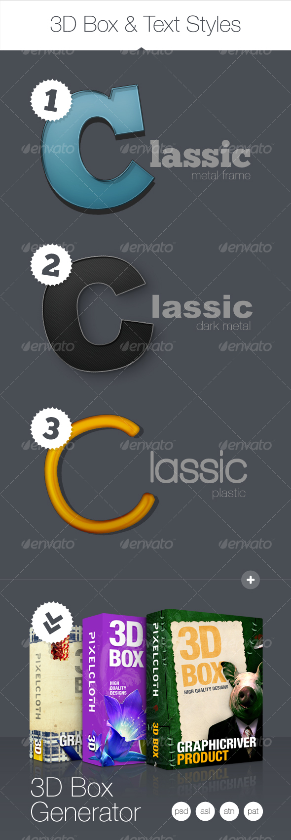 3D Box & Text Styles - Text Effects Actions