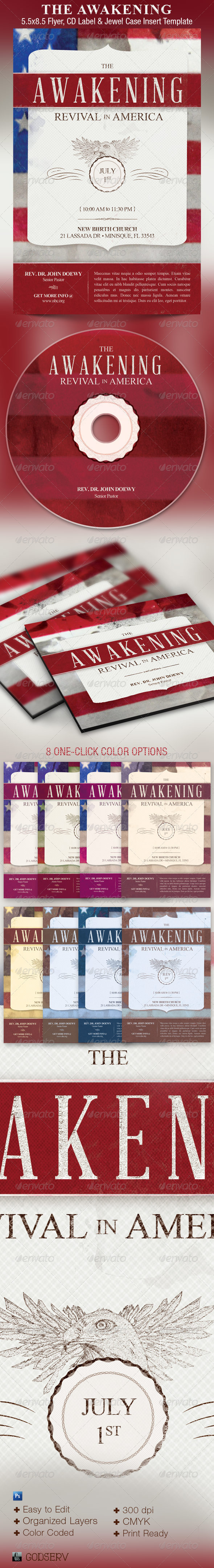 The Awakening Revival Church Flyer and CD Template - Church Flyers