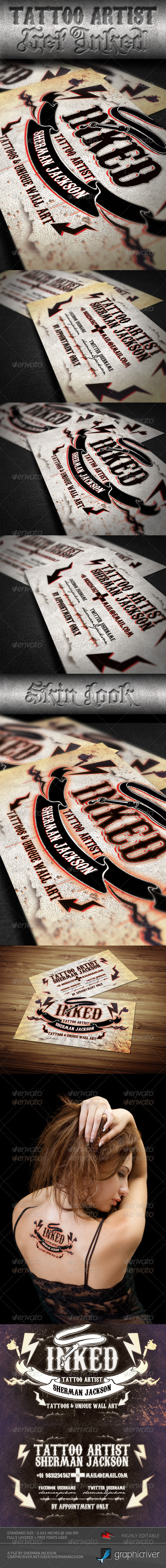 Tattoo Artist Business Card PSD Template - Business Cards Print Templates