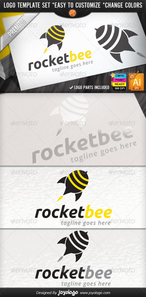 Social Marketing Pin Bee Launch Rocket Logo Design - Objects Logo Templates