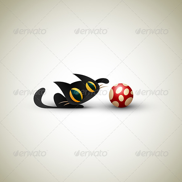 Little Cat playing with Football - Sports/Activity Conceptual