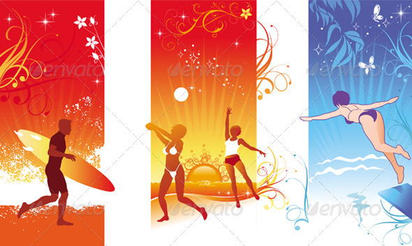 Vector Summer Beach Sports - Sports/Activity Conceptual