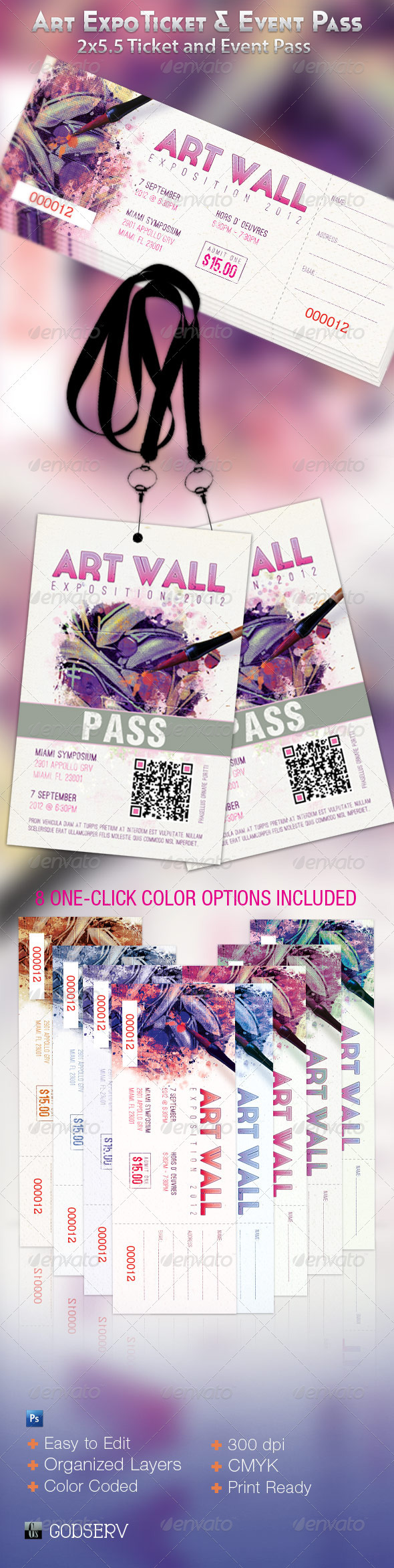 Art Expo Ticket and Event Pass Template - Miscellaneous Print Templates