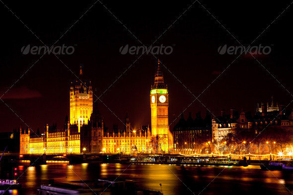 Big Ben at Night - Stock Photo - Images