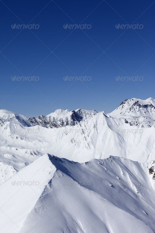 Winter mountains. Caucasus Mountains, Georgia, Gudauri. - Stock Photo - Images