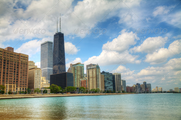 Downtown Chicago, IL in the sunny day - Stock Photo - Images