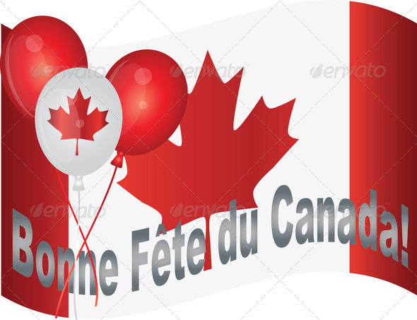 Happy Canada Day Flag and Balloons Illustration - Stock Photo - Images