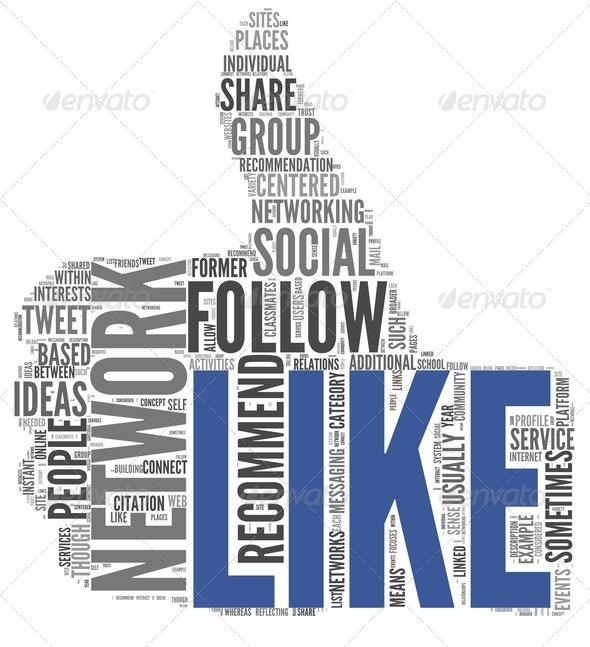 Like symbol in tag cloud on white - Stock Photo - Images