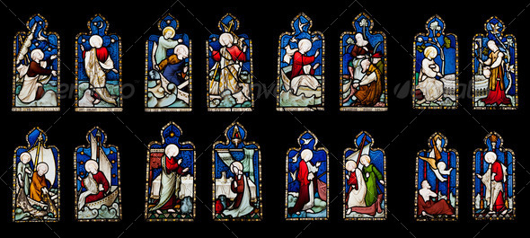 Religious stained glass windows - Stock Photo - Images
