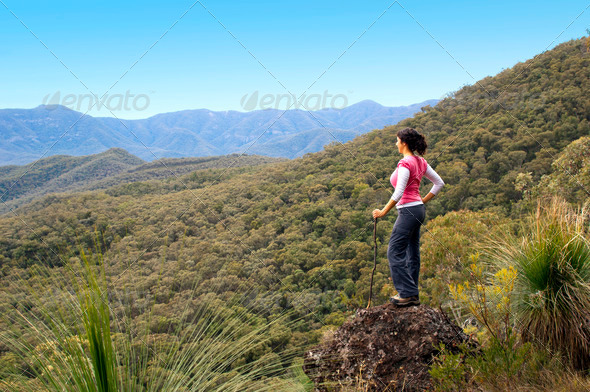 Woman Hiker in Mountains - Stock Photo - Images