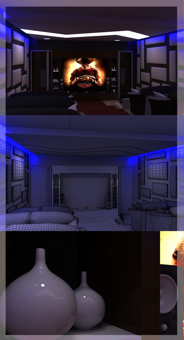 Realistic Home Theater interior 3D - 3DOcean Item for Sale