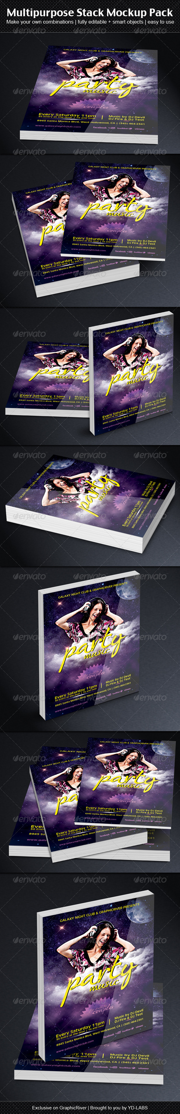 Multipurpose Stack Mockup Pack - Books Print