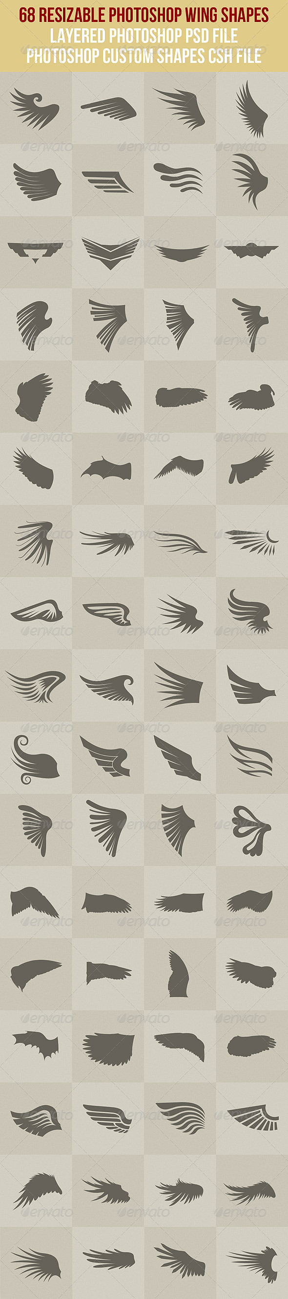 68 Photoshop Wing Shapes - Symbols Shapes