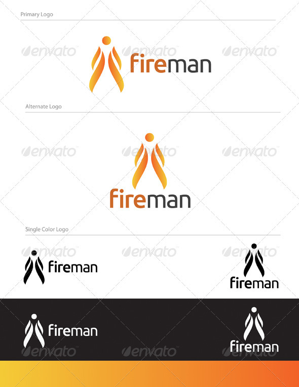Abstract Fire Man Logo Design - ABS-029 - Vector Abstract