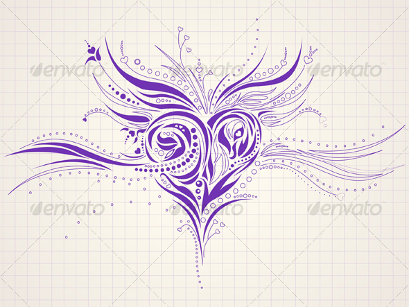 Hand drawn heart doodle - Tattoos Vectors
