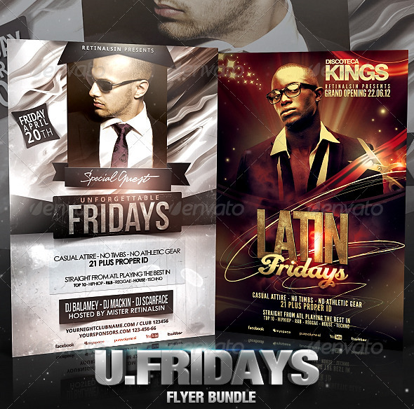 Unforgettable Fridays Flyer Bundle - Flyers Print Templates