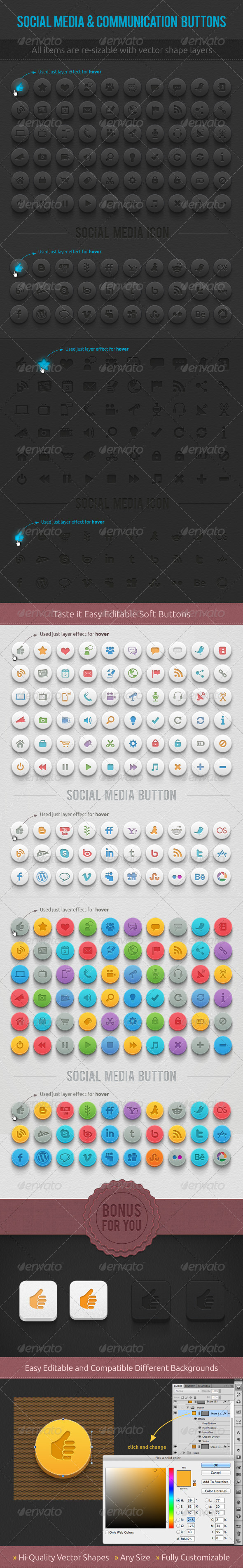 Media & Communication Buttons - Buttons Web Elements