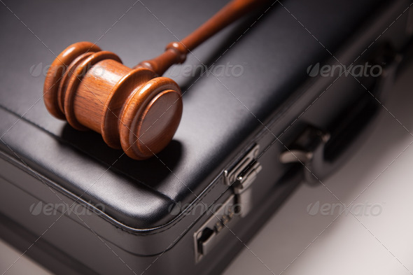 Gavel and Black Briefcase - Stock Photo - Images