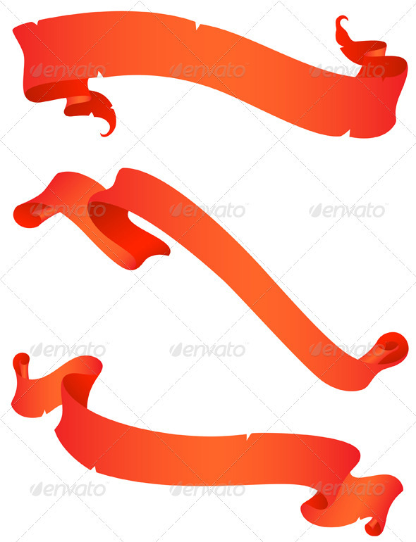 Vintage Red Ribbons - Decorative Symbols Decorative