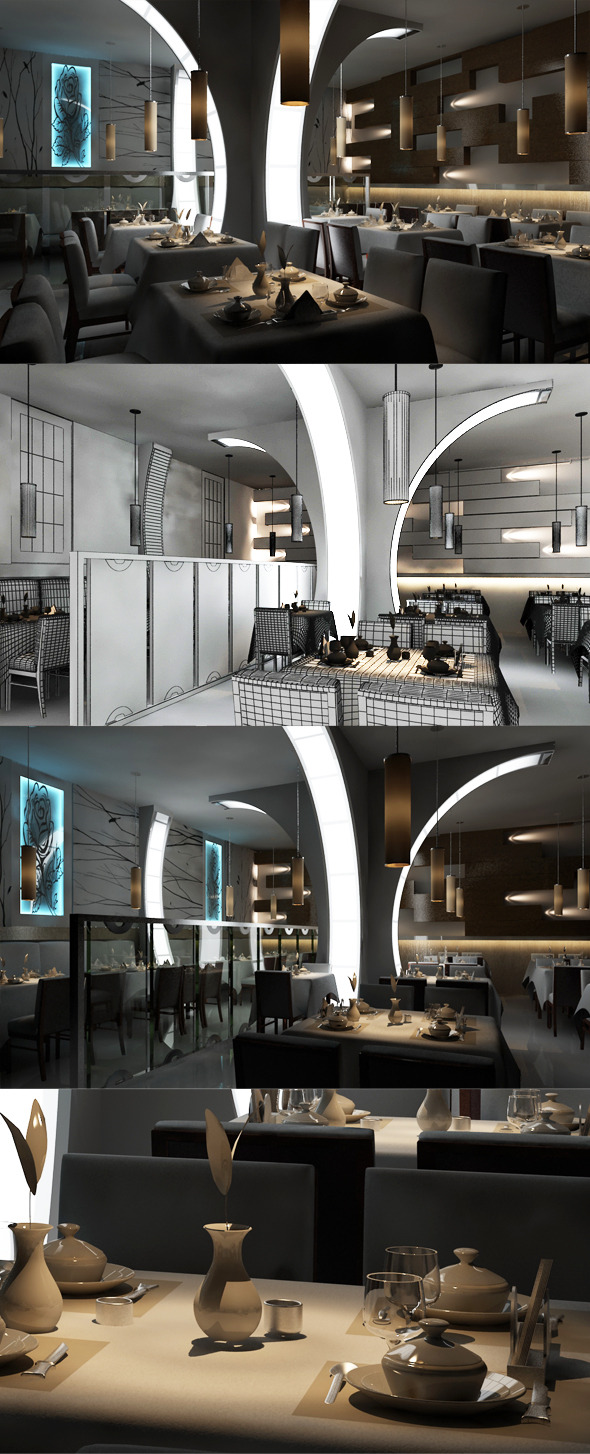 Restaurant_3d_interior_design_8080_104 - 3DOcean Item for Sale