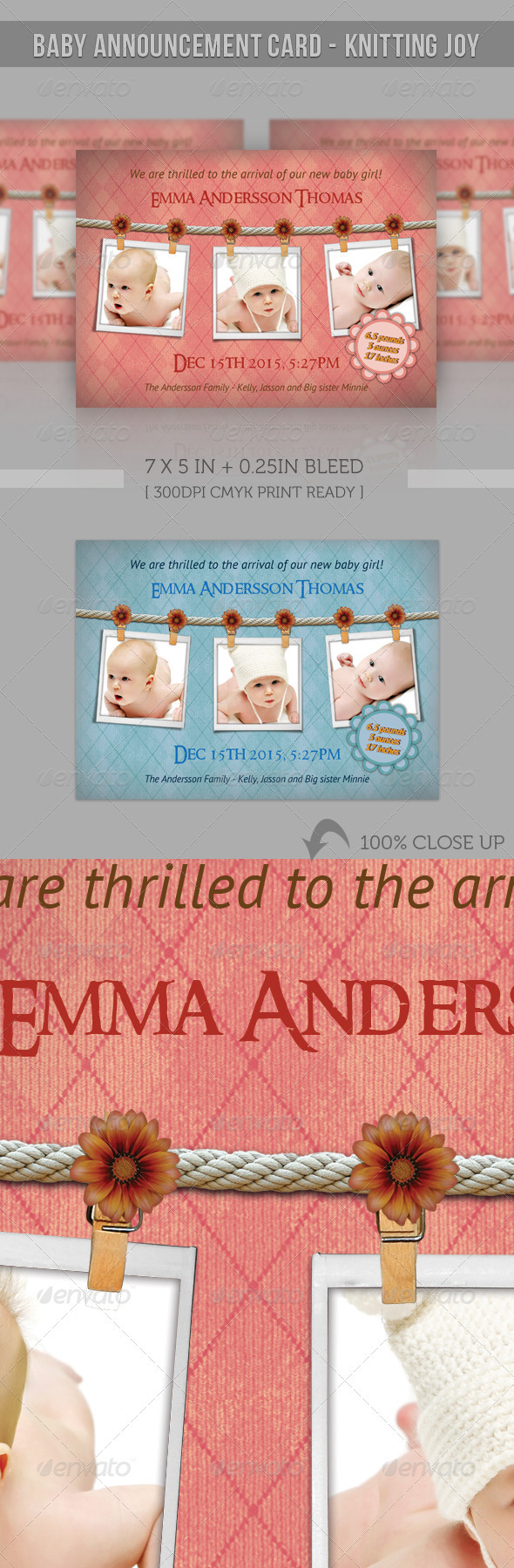 GraphicRiver Baby Announcement Card Knitting Joy 2584076 GraphicRiver Baby Announcement Card Knitting Joy 2584076