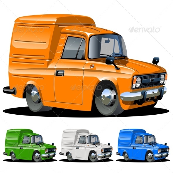 Cartoon Delivery Cargo Van - Man-made objects Objects